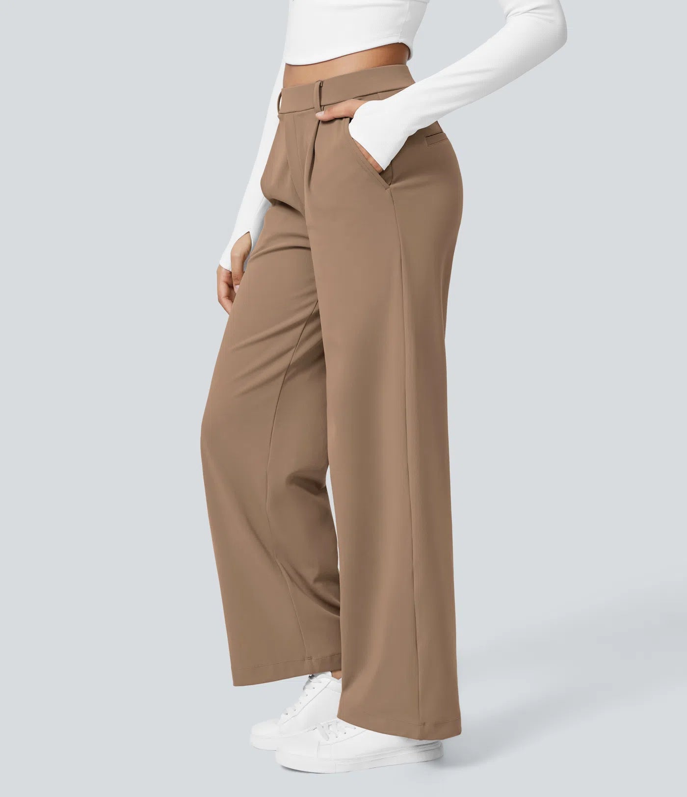 COMFRA™ High Waisted Pocket Straight Leg Work Pants