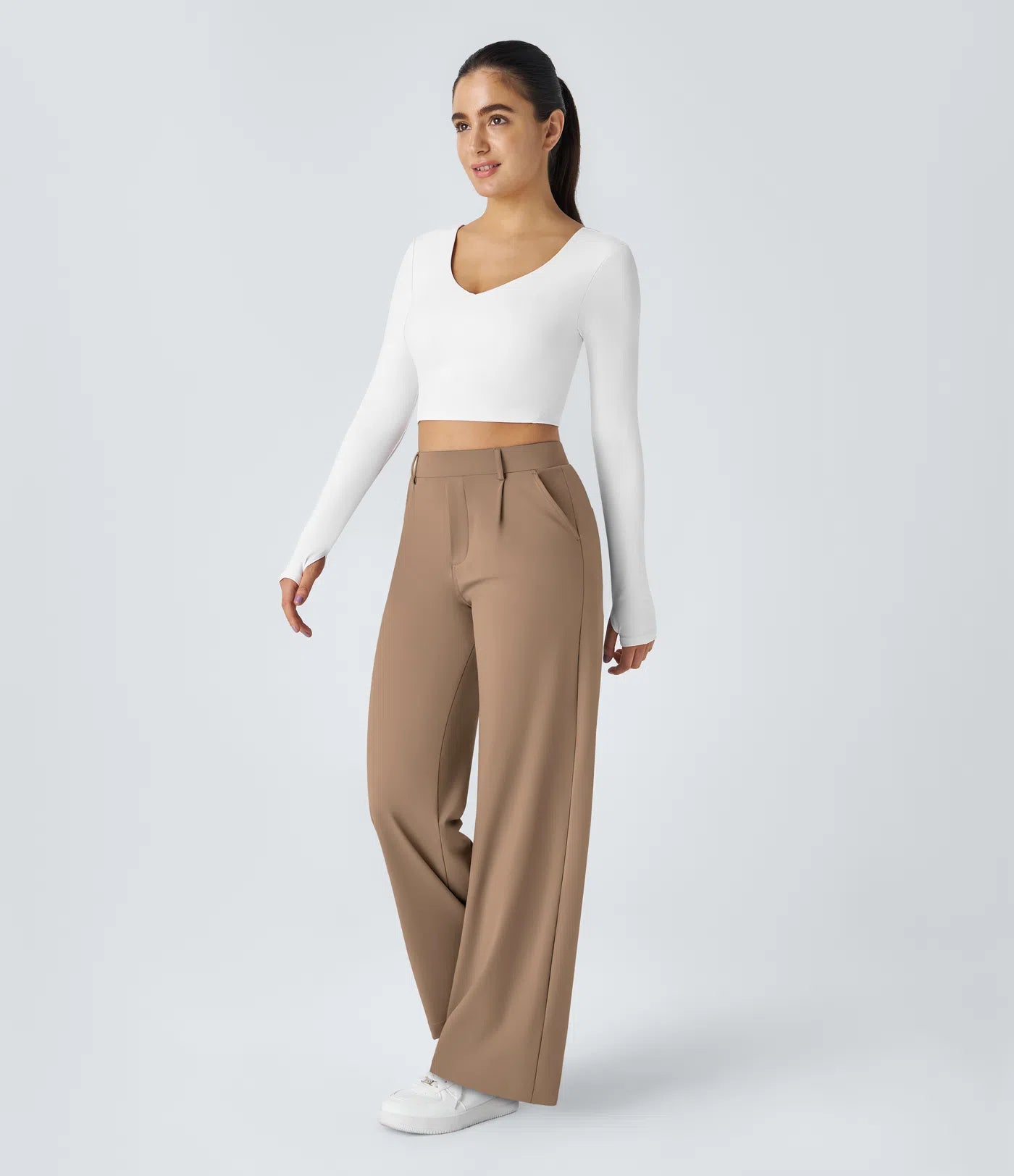 COMFRA™ High Waisted Pocket Straight Leg Work Pants