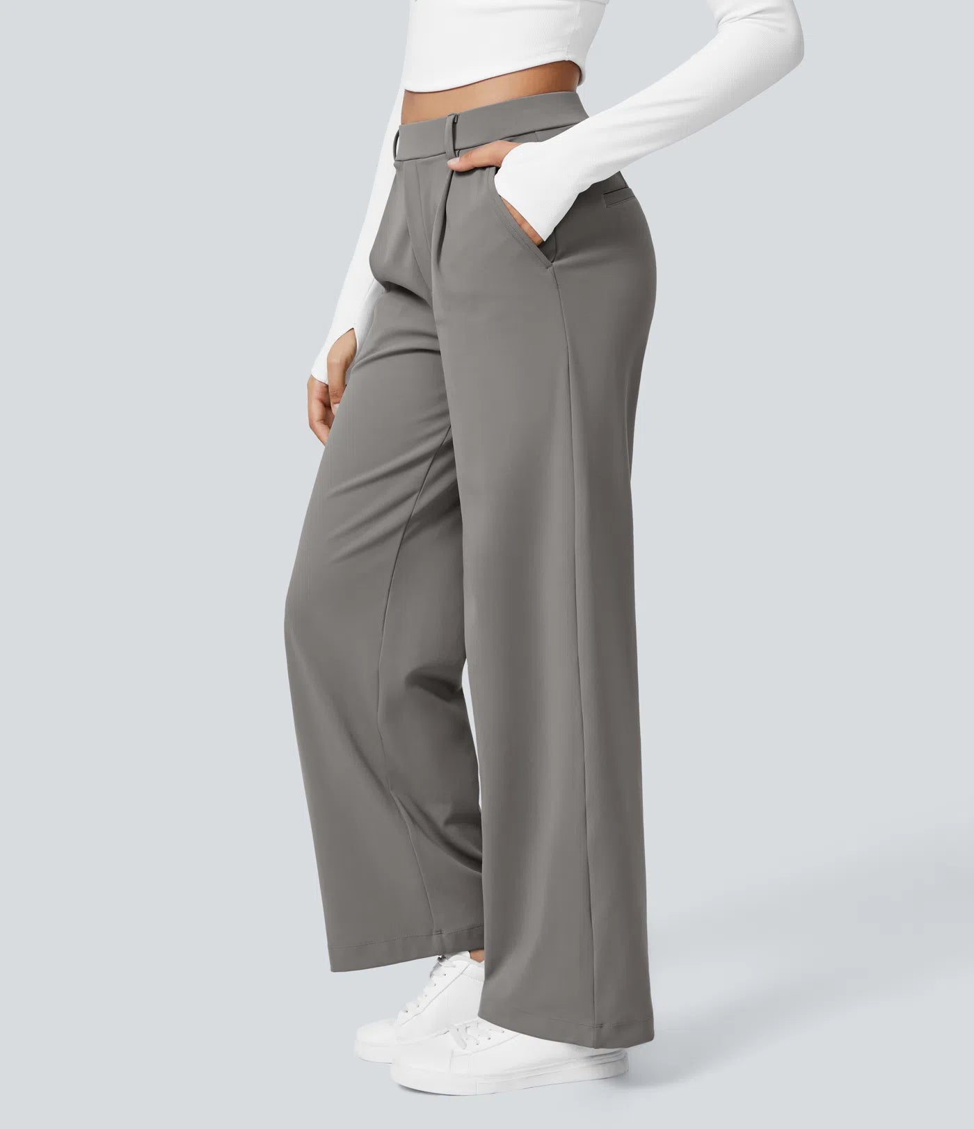 COMFRA™ High Waisted Pocket Straight Leg Work Pants