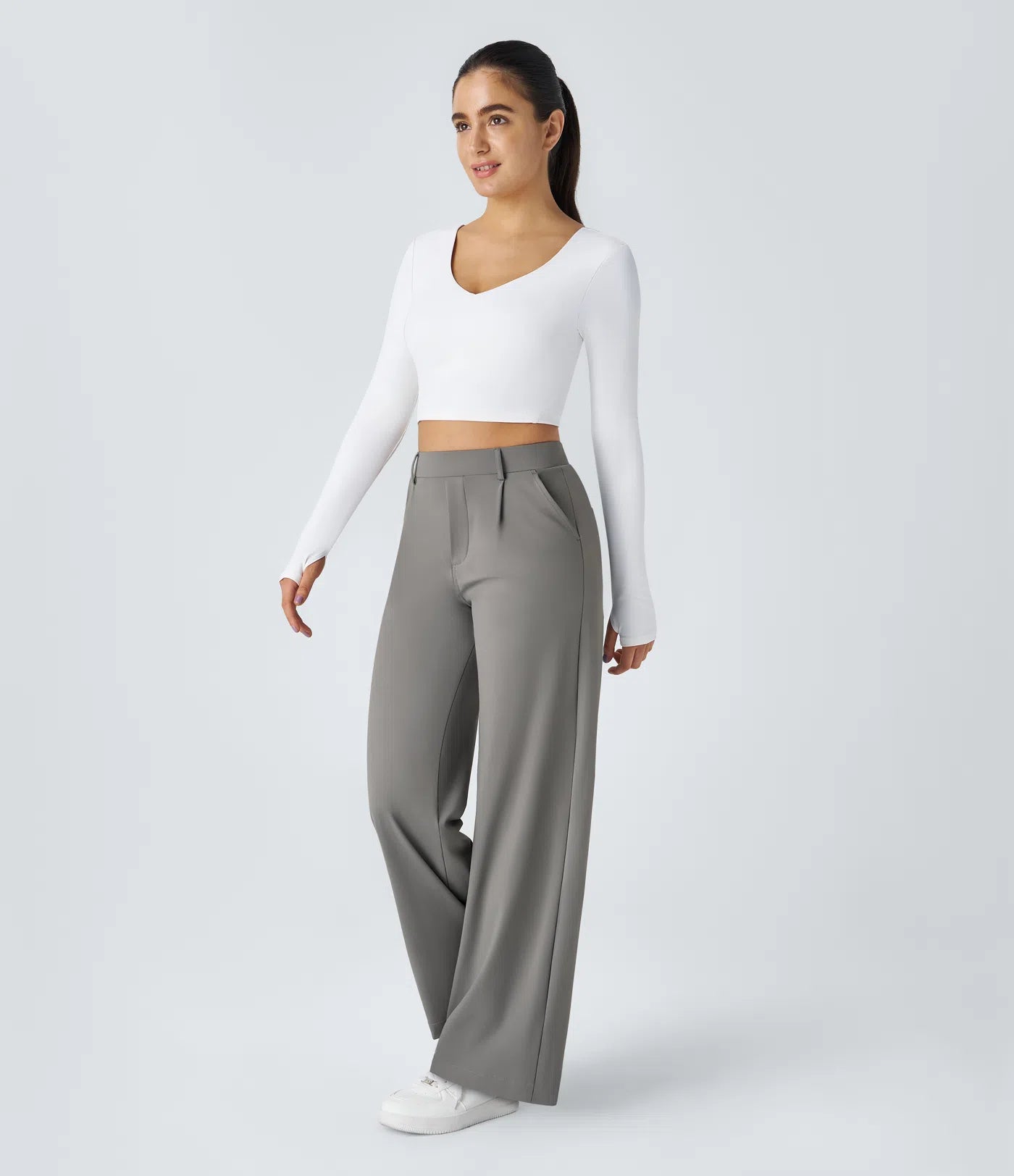 COMFRA™ High Waisted Pocket Straight Leg Work Pants