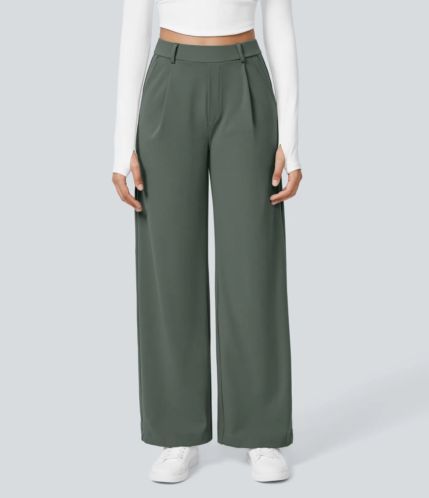 COMFRA™ High Waisted Pocket Straight Leg Work Pants