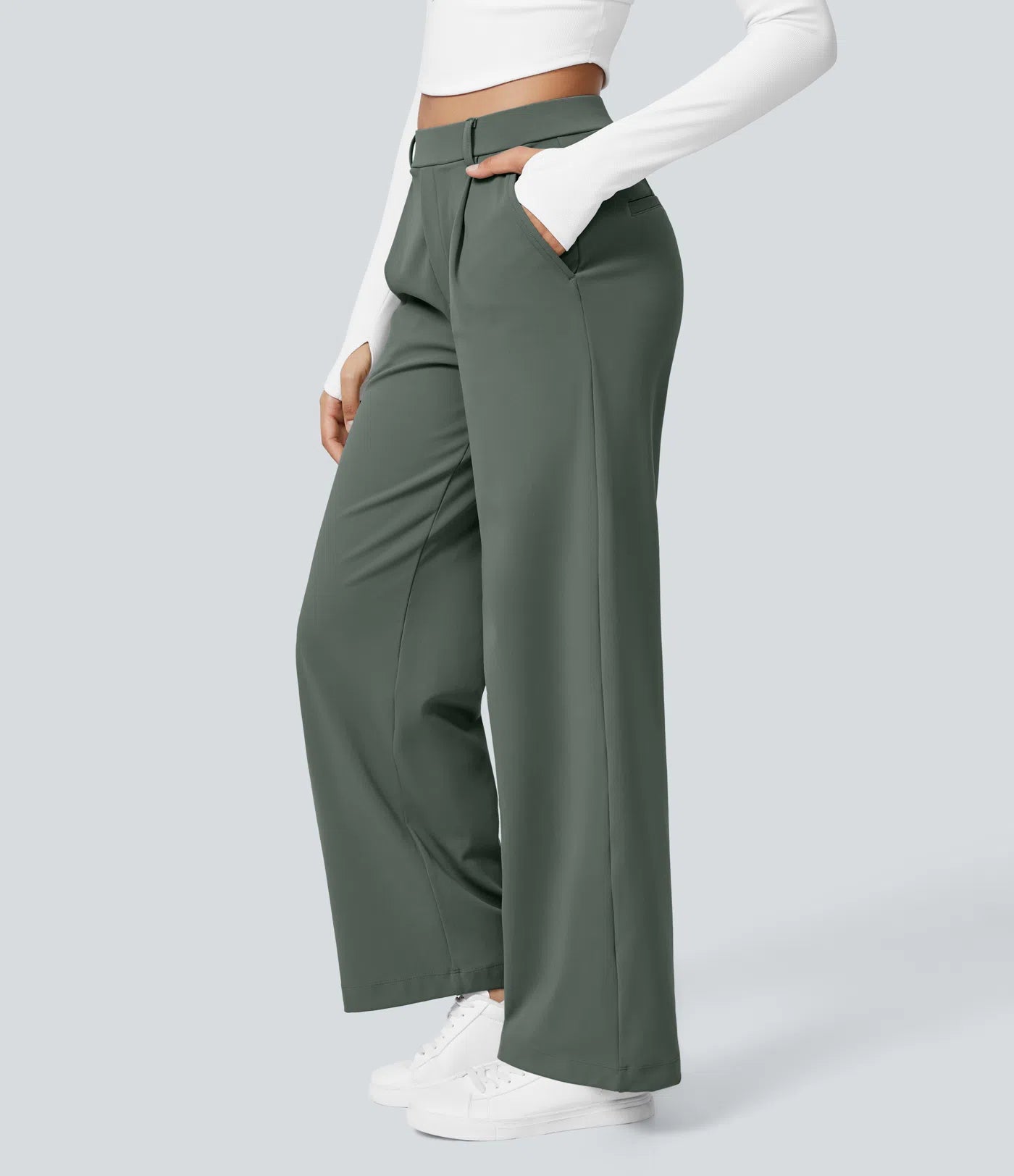 COMFRA™ High Waisted Pocket Straight Leg Work Pants