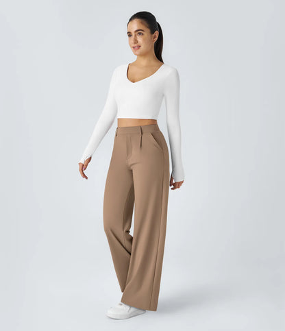 COMFRA™ High Waisted Pocket Straight Leg Work Pants