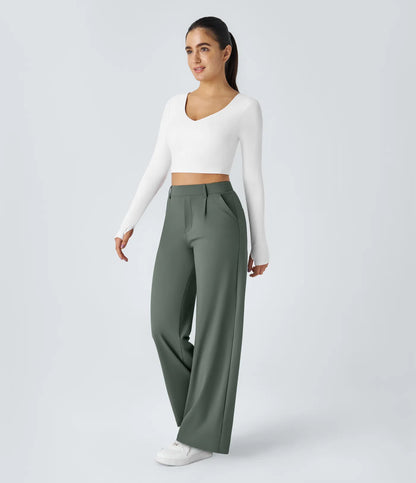COMFRA™ High Waisted Pocket Straight Leg Work Pants
