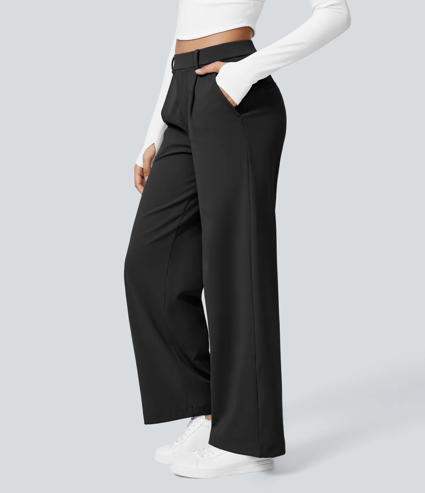COMFRA™ High Waisted Pocket Straight Leg Work Pants