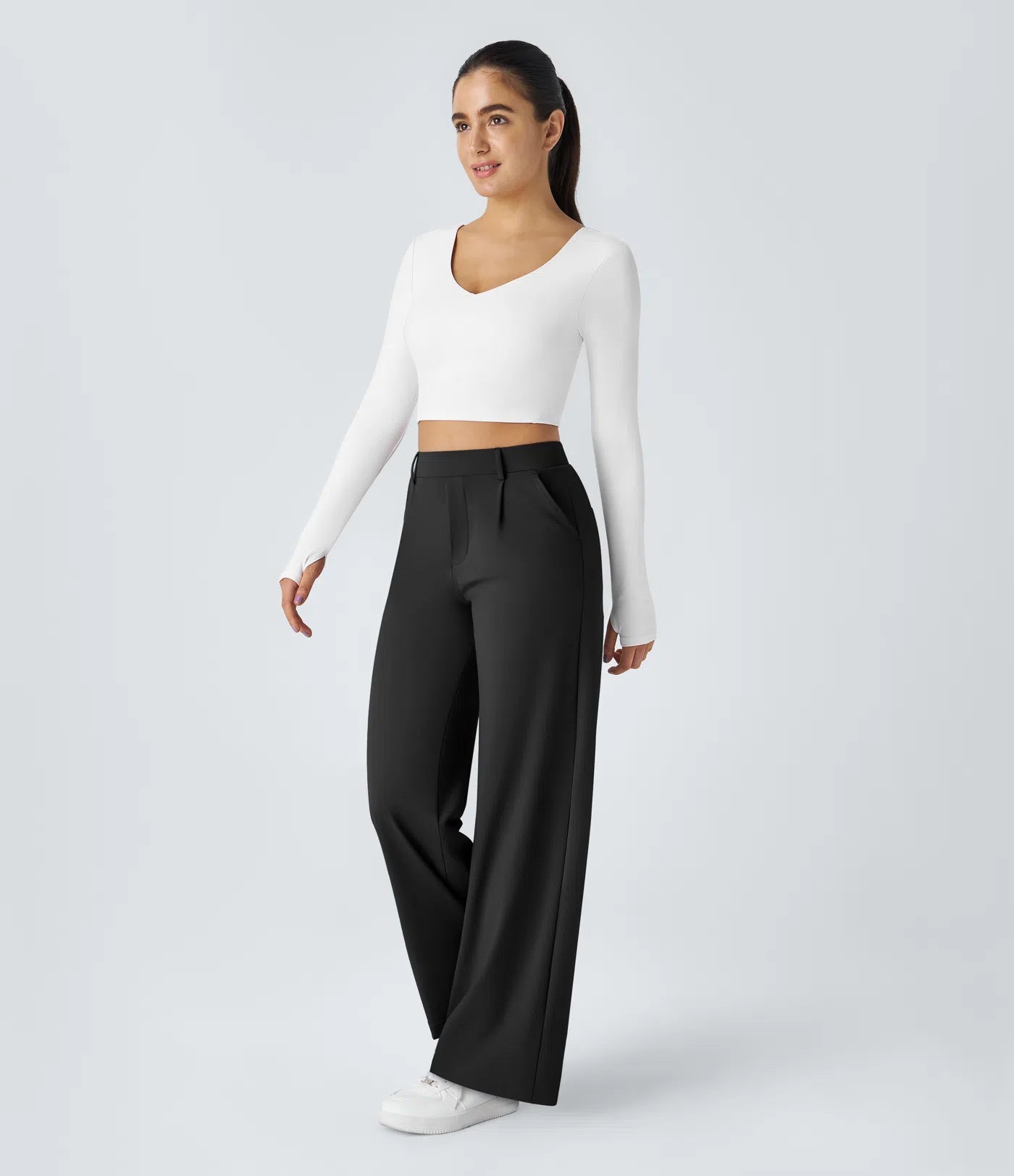 COMFRA™ High Waisted Pocket Straight Leg Work Pants