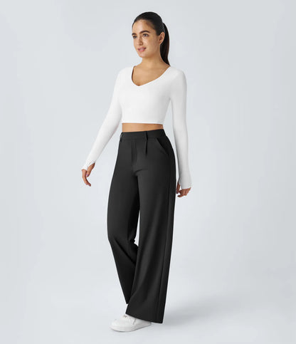 COMFRA™ High Waisted Pocket Straight Leg Work Pants